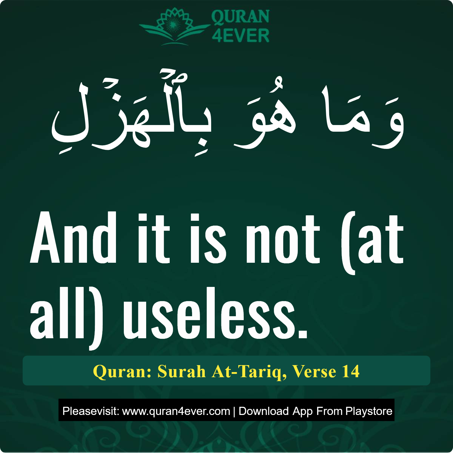 Surah 86, Ayah 14 - Quran Image