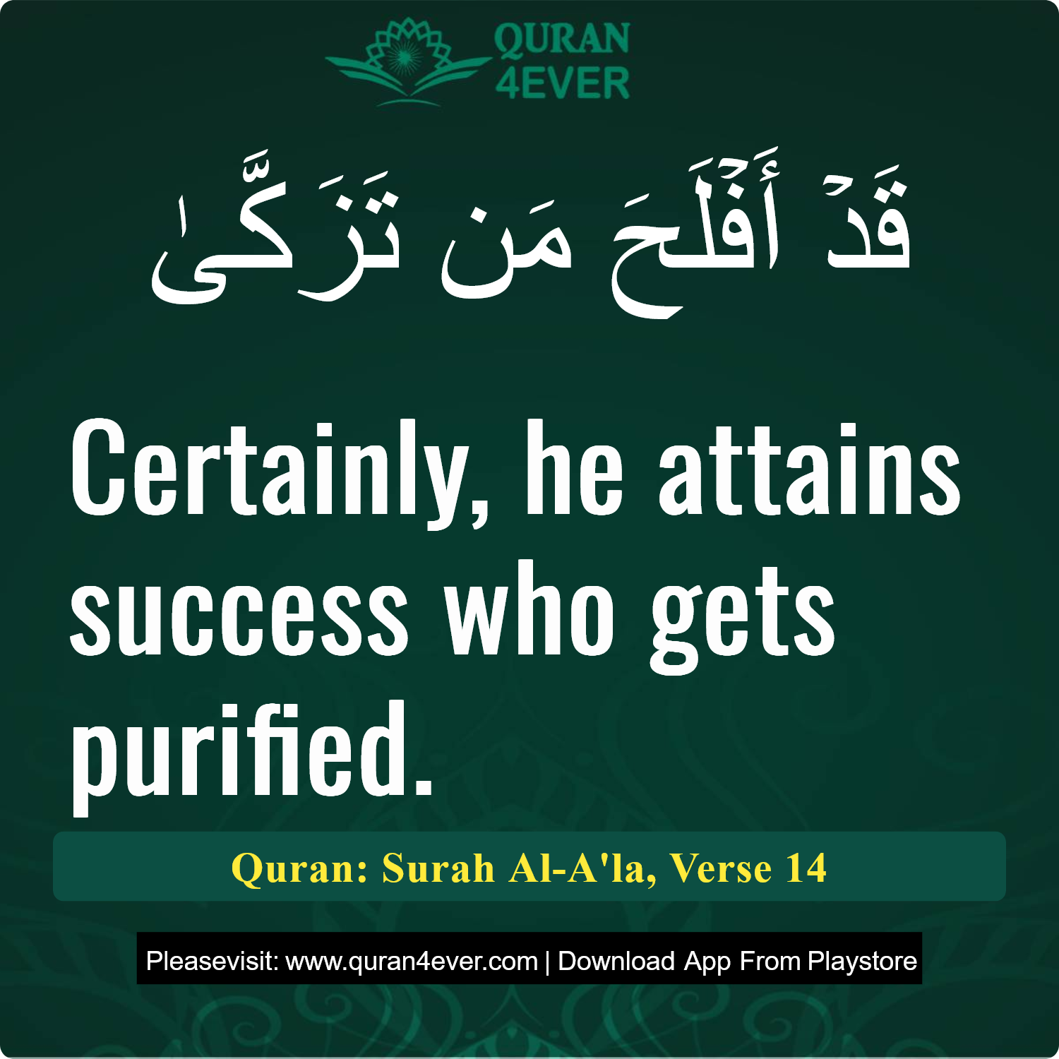 Surah 87, Ayah 14 - Quran Image