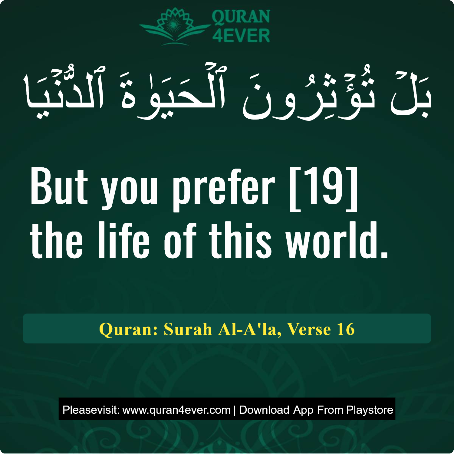 Surah 87, Ayah 16 - Quran Image