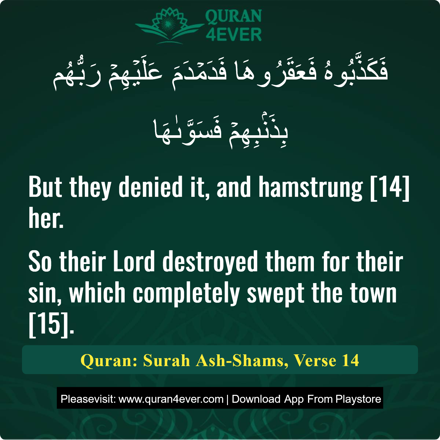 Surah 91, Ayah 14 - Quran Image