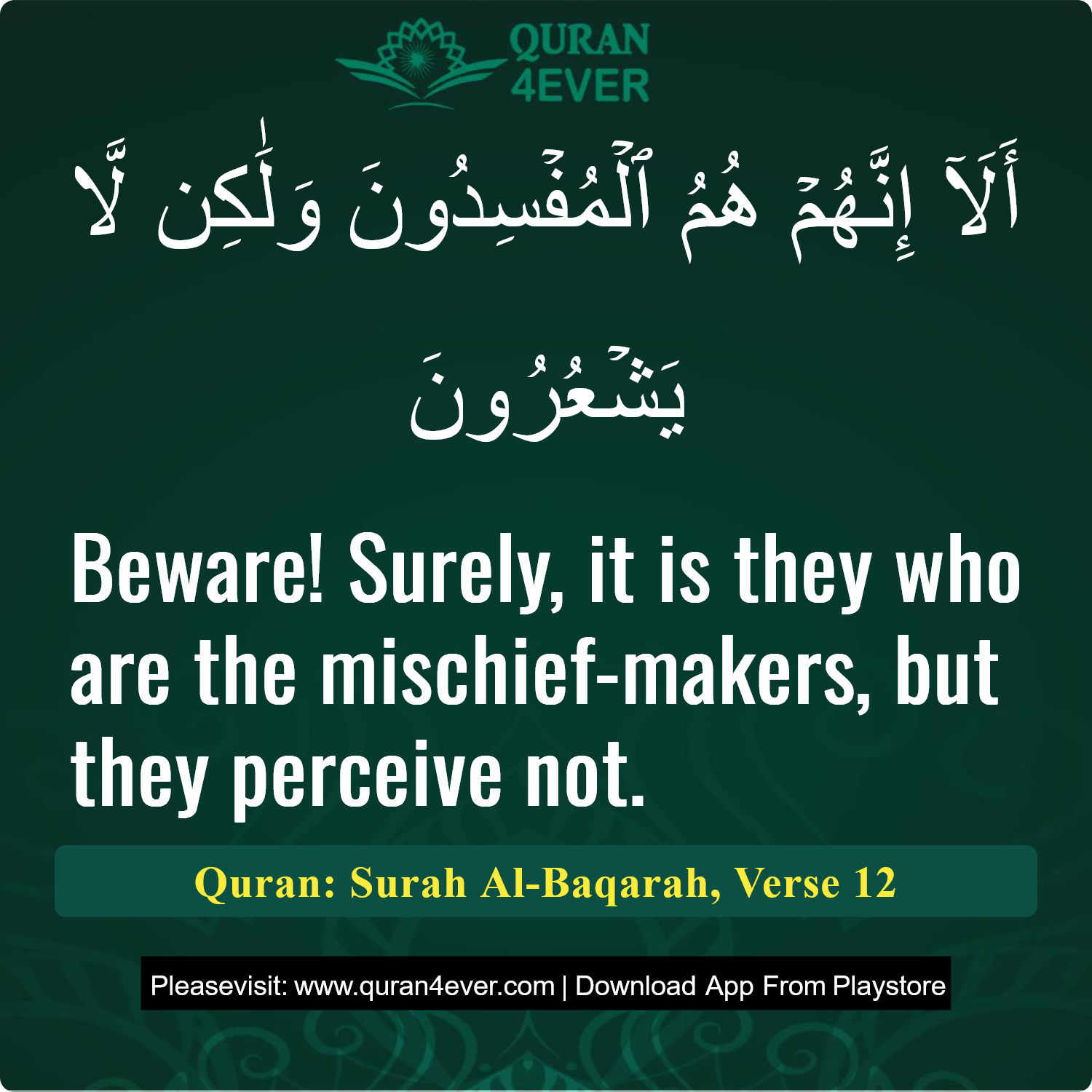 Surah 2, Ayah 12 - Quran Image