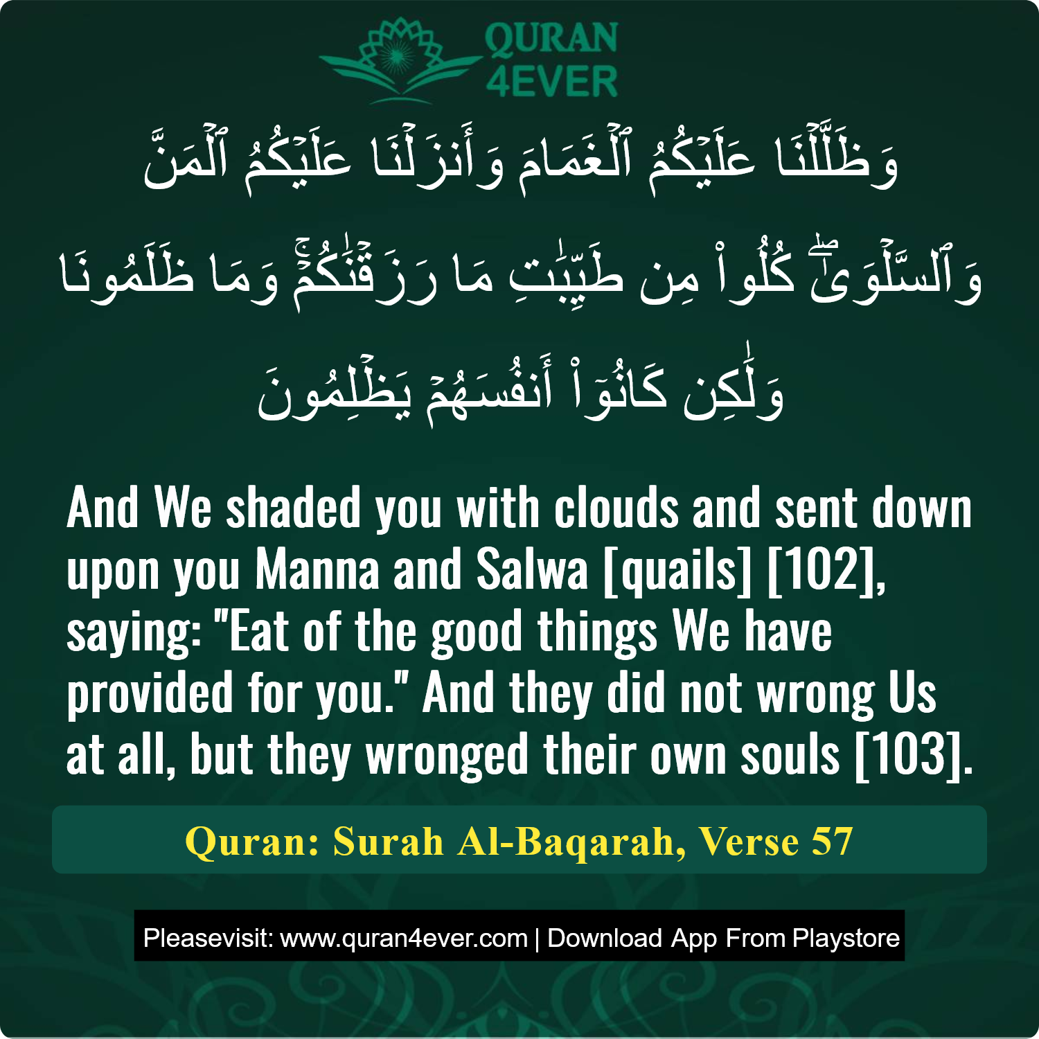 Surah 2, Ayah 57 - Quran Image