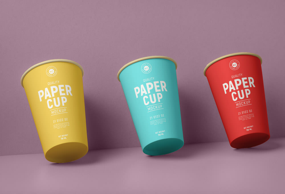 Paper Coffee Cups Mockups PSD