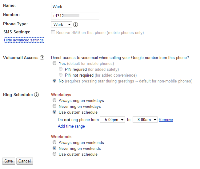 Notice that my work phone only rings during the work day