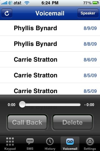 gv1 Voice mail access is clean and easy to use.