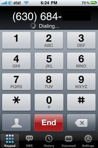 photo 2 The GV Mobile dialer supports either direct dial from a keypad, or allows you to choose a number to dial from your Address Book