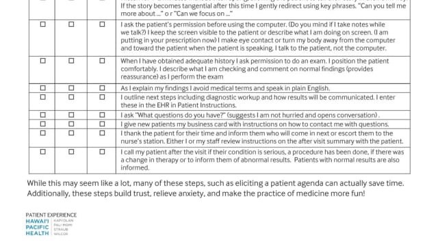 Diese Checkliste verbessert das Patientenerlebnis