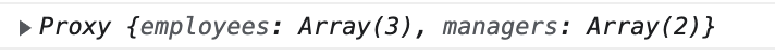 A console.log for a reactive property which shows the proxy