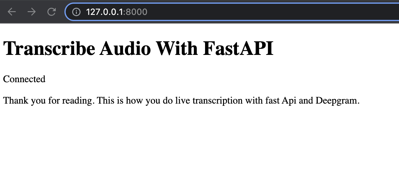 final result in fastapi live streaming example