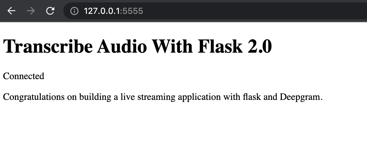 final result in Flask live streaming example