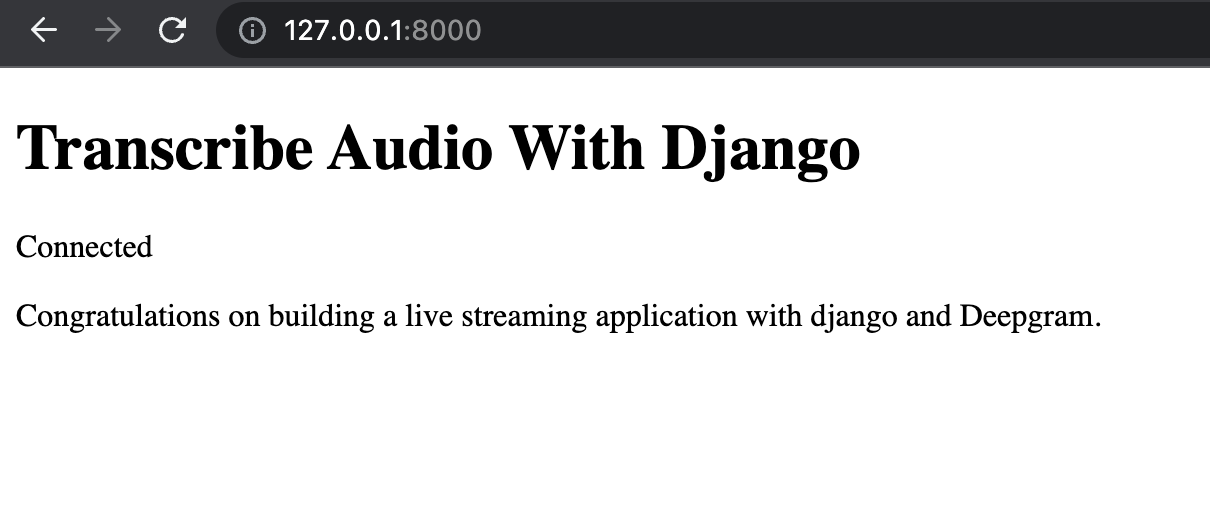 final result in Django live streaming example