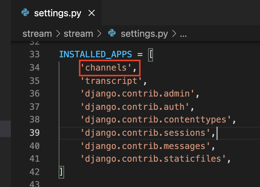 django settings add channels