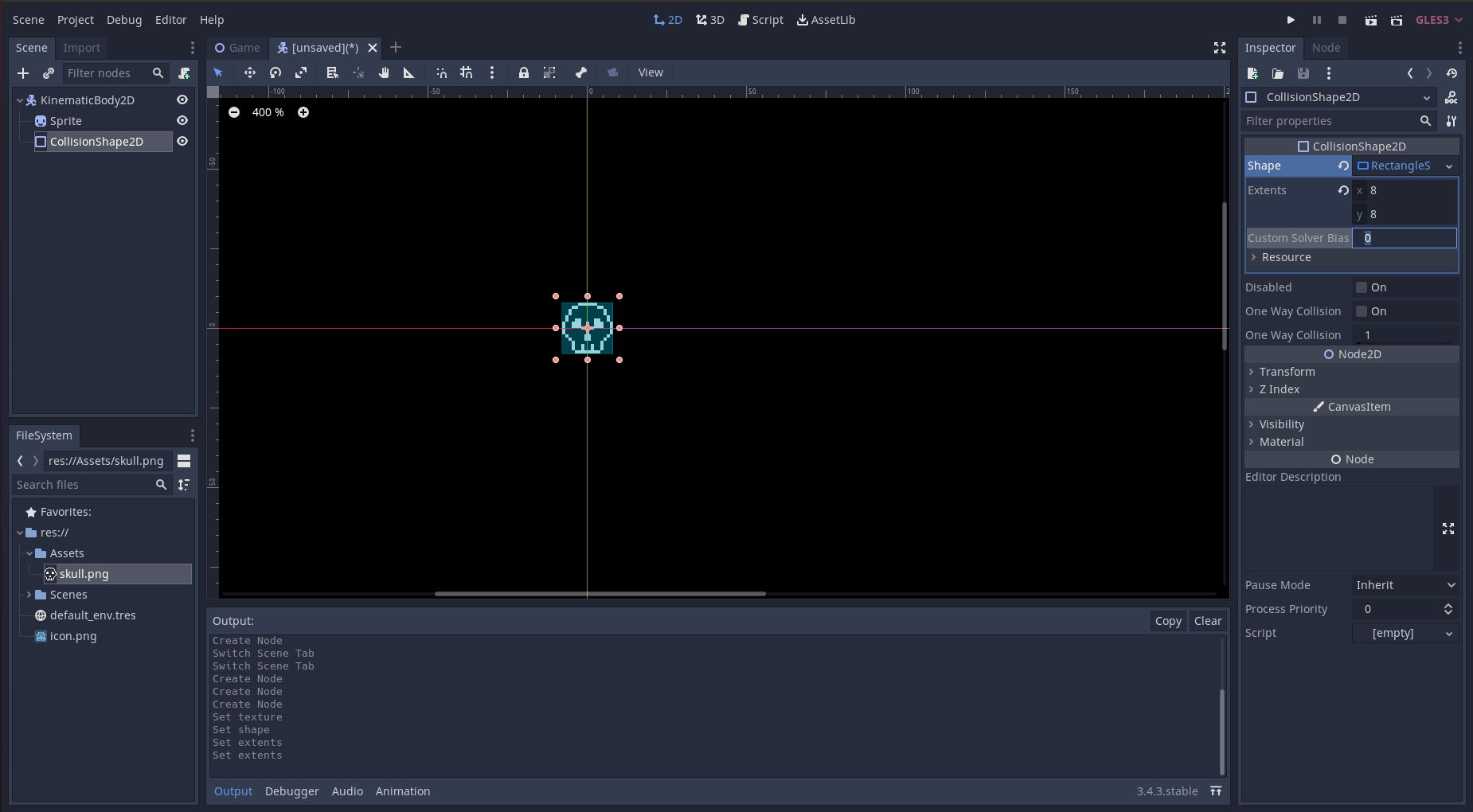 Setup the Player's CollisionShape2D