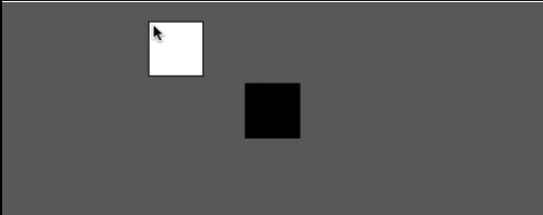 On the bottom-right of the cursor is a white box which moves with the cursor. When it touches the box in the middle, the box goes green.