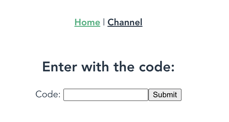 Input on enter code page