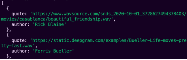 image of an array of objects with wav files and authors
