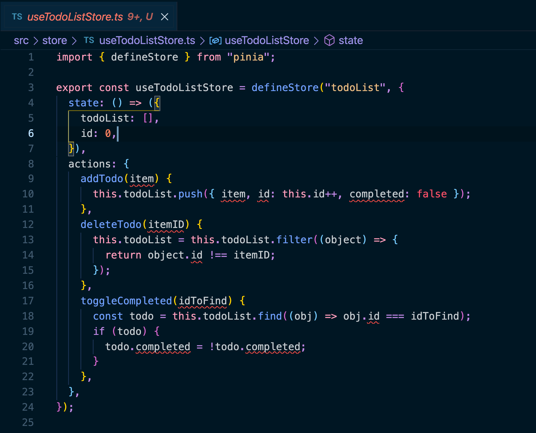 Store with Typescript errors