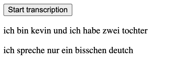 Page showing two lines - each with one line of transcripted German text