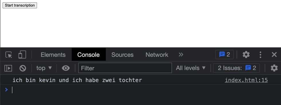 Browser console showing one line in German