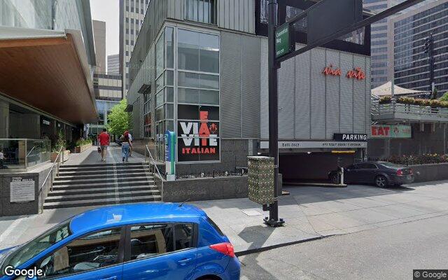 Street-level view of Fountain Square
