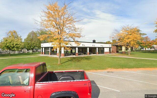 Street-level view of Veterans Memorial Park Pavilion