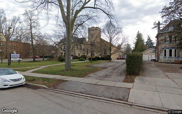 Street-level view of Outdoor location (Elmwood Avenue Presbyterian Church grounds in non-summer months)
