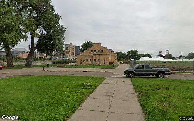 Street-level view of Harriet Island Wigington Pavilion