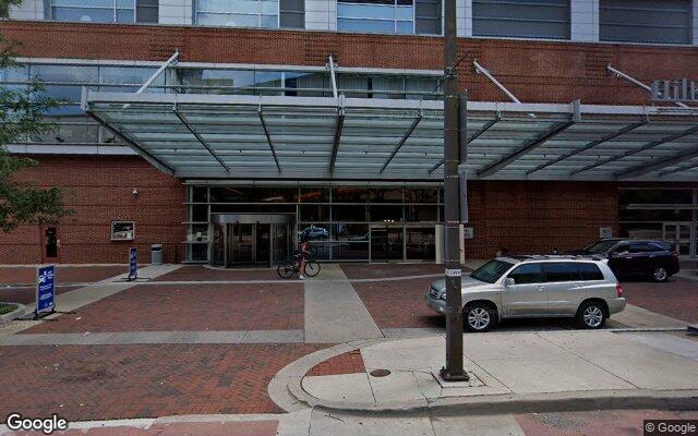 Street-level view of Hilton Baltimore Inner Harbor