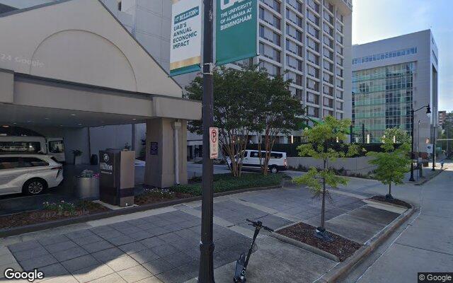 Street-level view of Hilton Birmingham at UAB