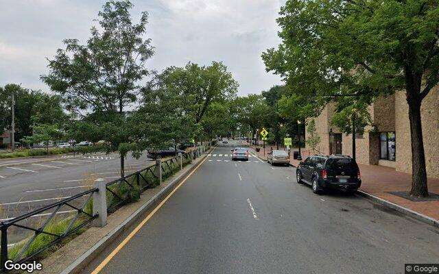 Street-level view of Broadway Island