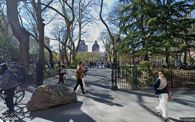 Street-level view of Garibaldi Plaza, Washington Square Park