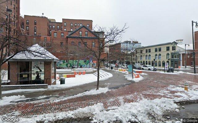 Street-level view of Congress Square Park