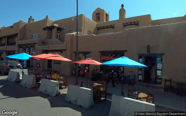 Street-level view of La Fiesta Lounge at La Fonda Hotel on the Plaza