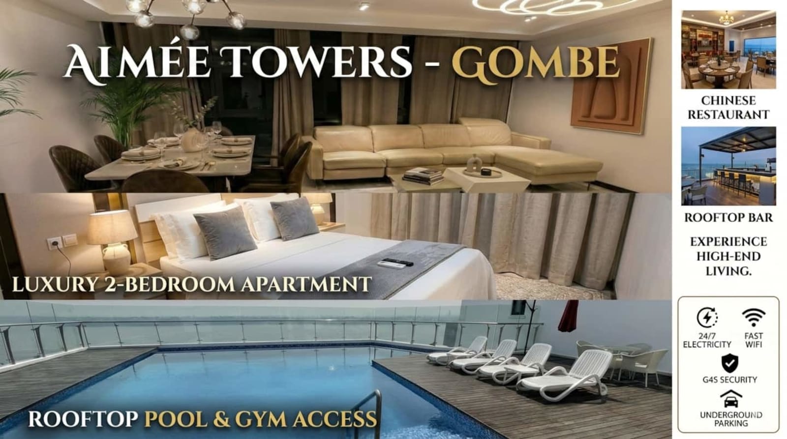 Gombe Aimée Towers — 2 chambres avec piscine et salle de sport — photo 23