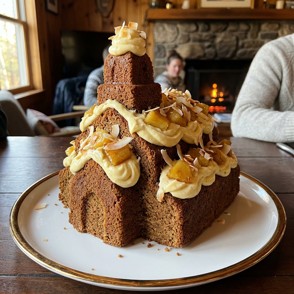 Decadent Church Cake with Pineapple Banana Cream