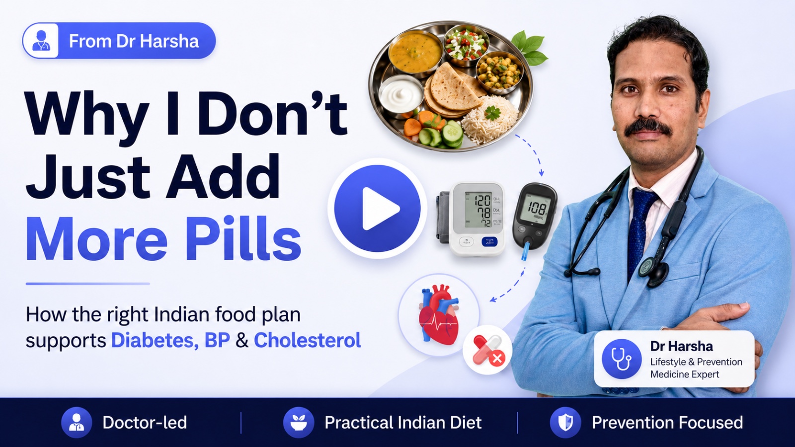 Dr Harsha KJ explains why Indian diet courses work better than medication for diabetes and blood pressure