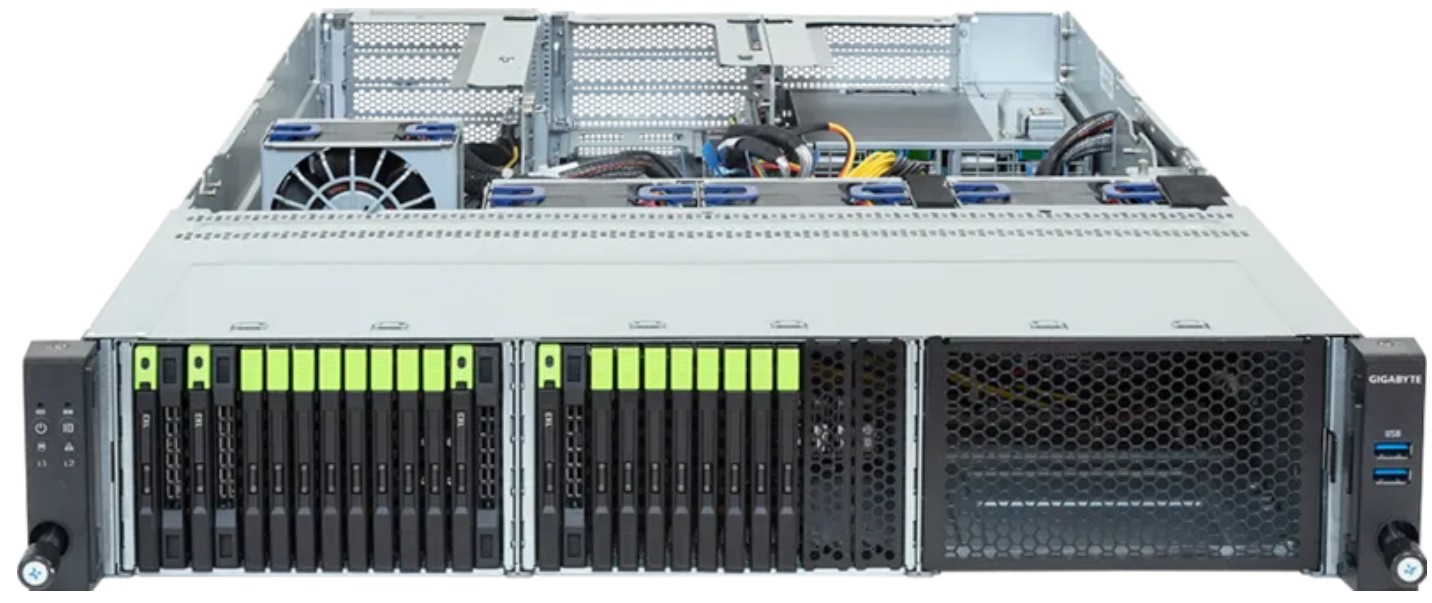 Gigabyte R263-ZG5 Rack Server - AMD EPYC™ 9005/9004 - 2U UP 1 x PCIe Gen5 GPU + 4-Bay E3.S 2T CXL - 2