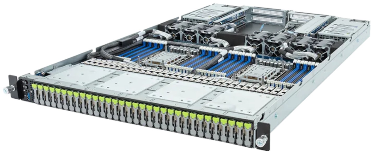 Gigabyte S183-SH0 Storage Server - 5th Gen Intel® Xeon® Scalable - 1U DP 32-Bay E1.S NVMe 1600W - 3