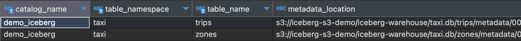 Postgres Iceberg Catalog Populated