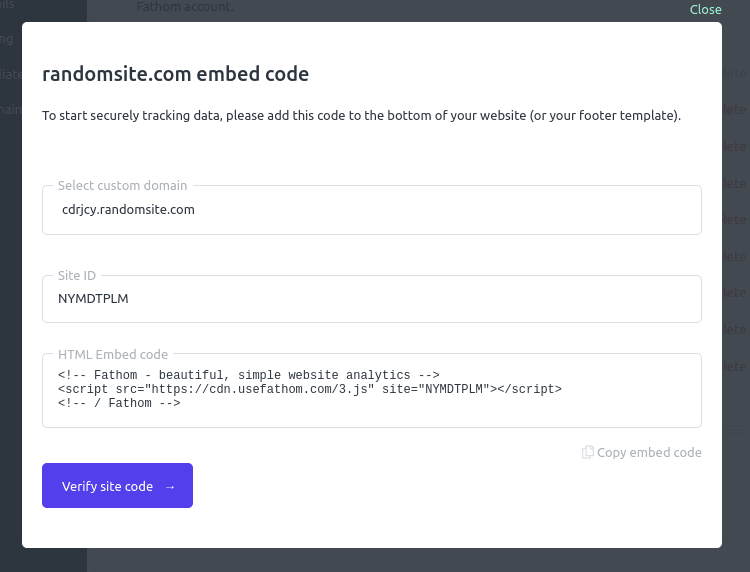 pick custom domain in site settings