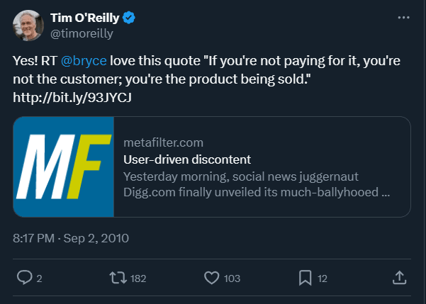 if you're not paying for the product you are the product