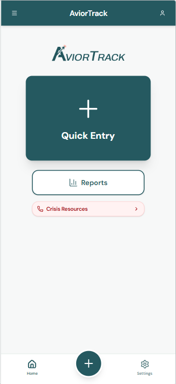 AviorTrack Home Screen