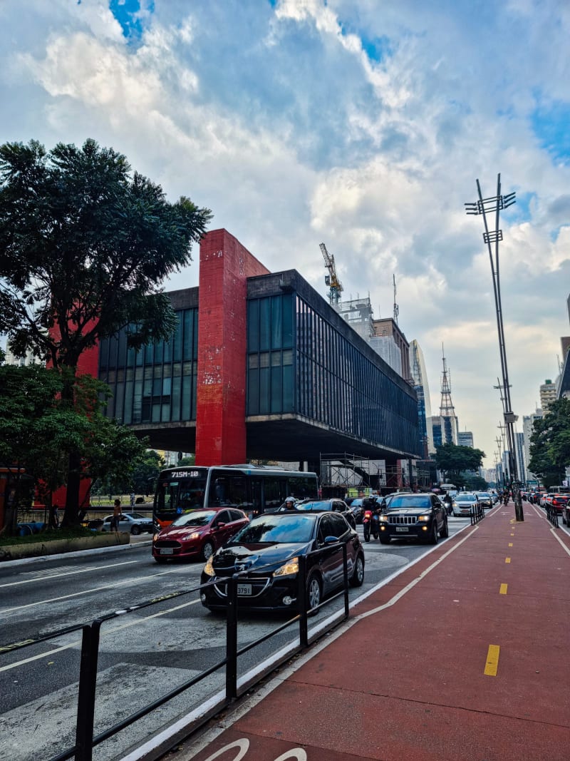 MASP museum building on its red concrete stilts