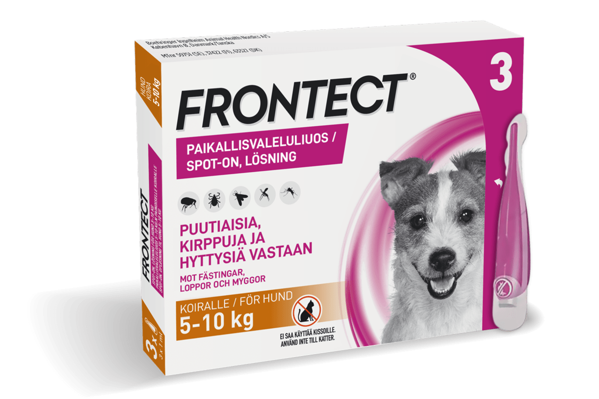 FRONTECT® 3 x 1 ml paikallisvaleluliuos 5-10 kg