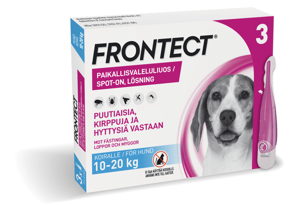 FRONTECT® 3 x 2 ml paikallisvaleluliuos 10-20 kg