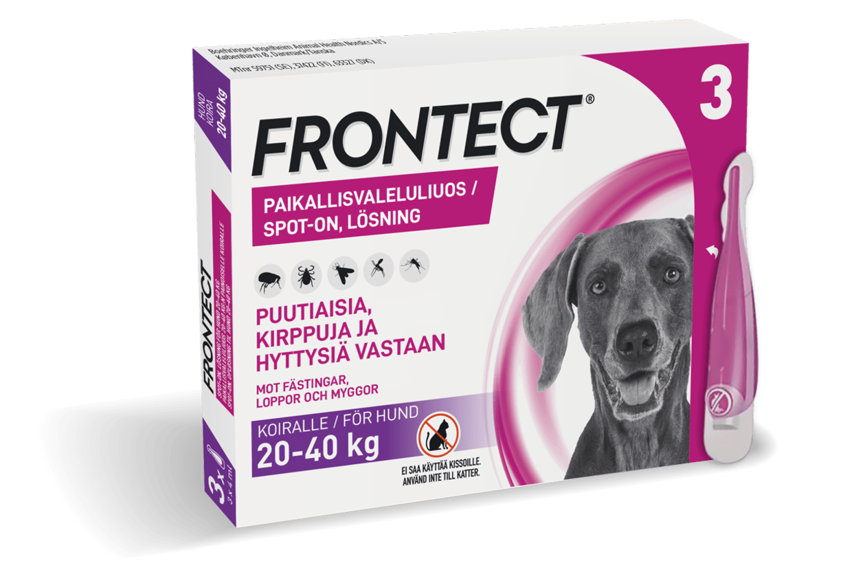 FRONTECT® 3 x 4 ml paikallisvaleluliuos 20-40 kg