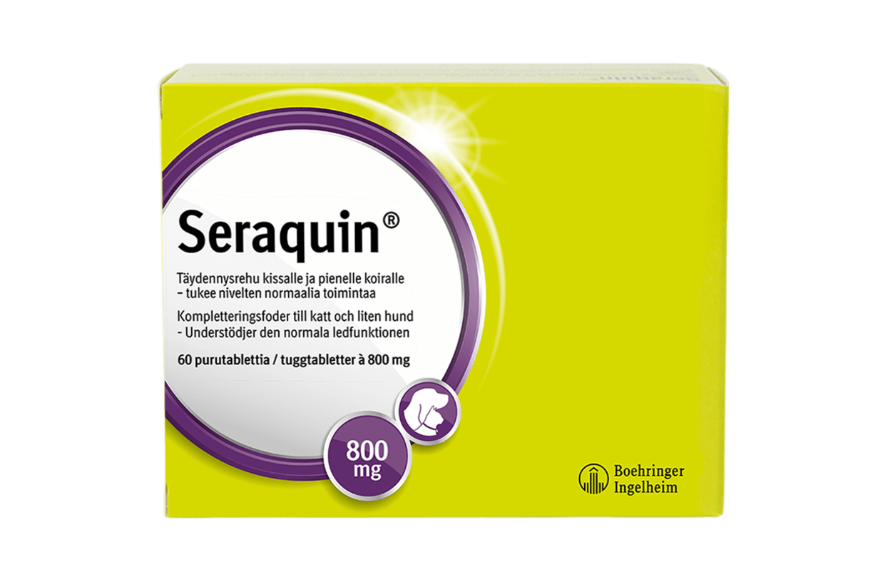 Seraquin® 800 mg vet tabl kissalle ja pienelle koiralle