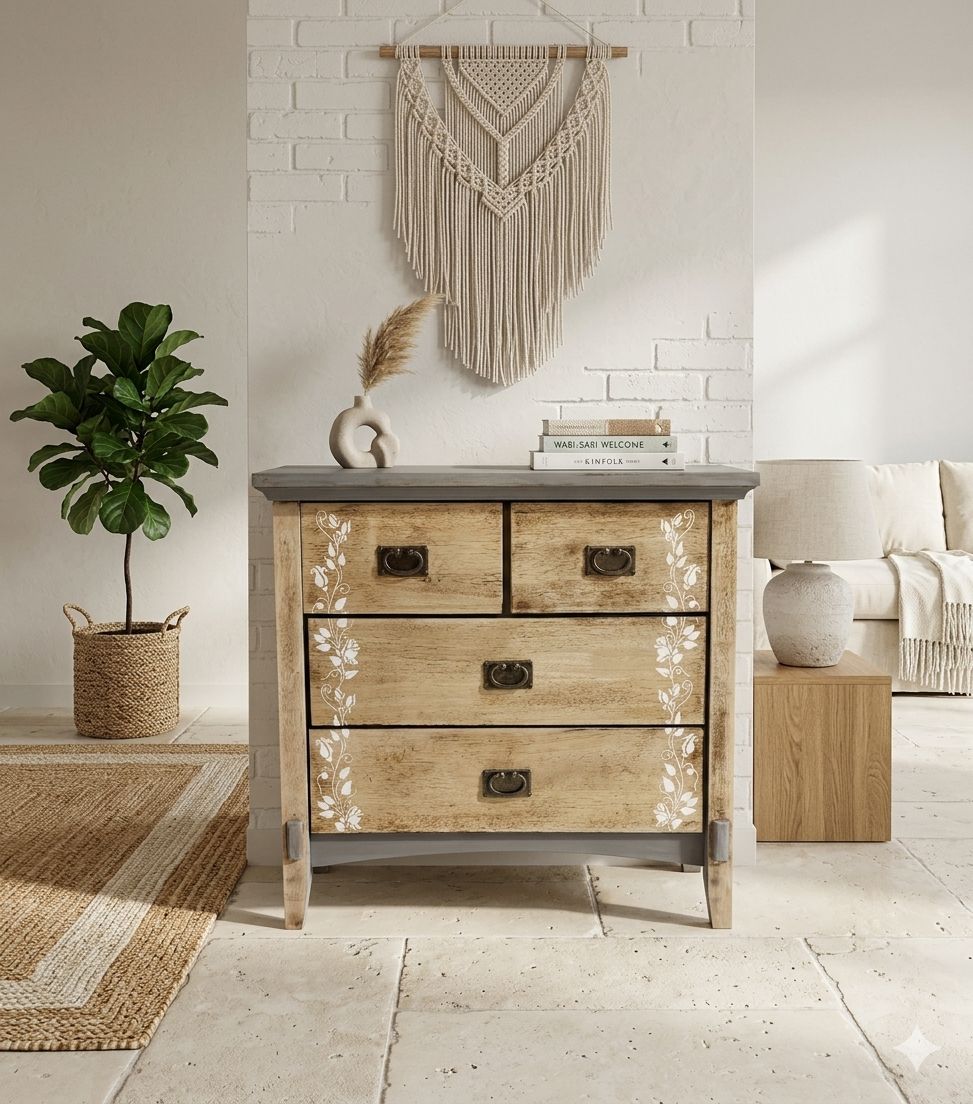 Ivory Whisper Drawers — handmade decoupage in Qatar