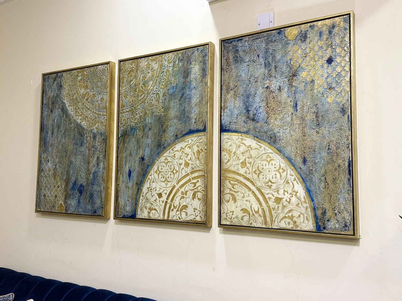 Azure Mosaic Canvas Set — handmade decoupage in Qatar
