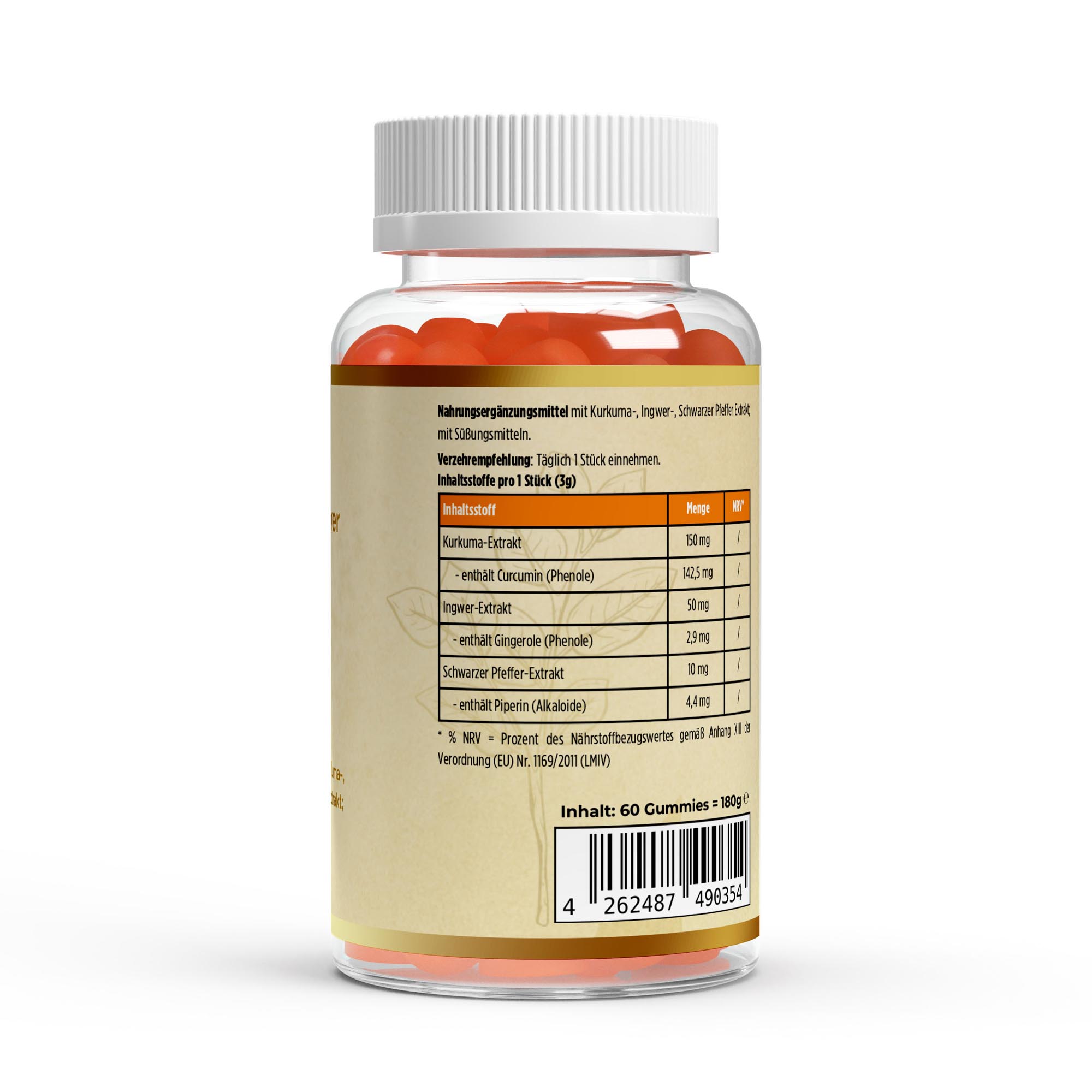 Kurkuma + Ingwer + Schwarzer Pfeffer Gummies - 60 Stk.